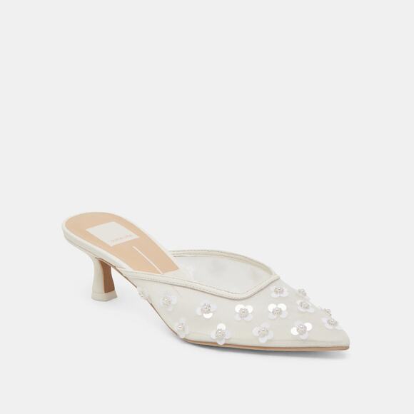 Dolce Vita Clara Pearl Heels True White Daisy Mesh - 8.5 - Picture 1 of 4